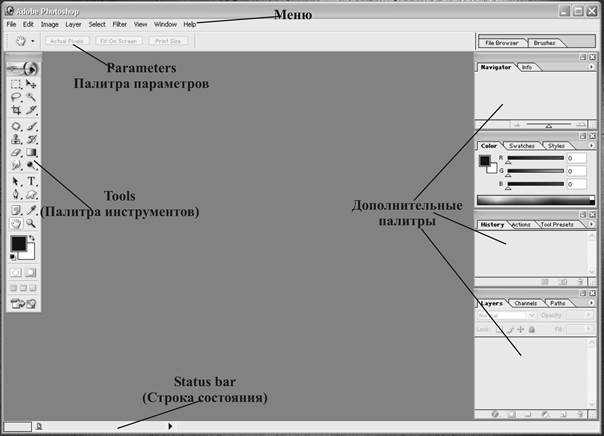 Меню фотошопа