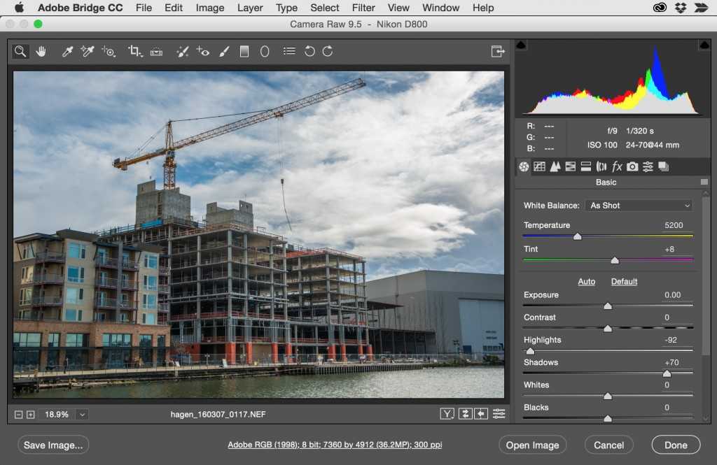 Основы работы в Adobe Camera Raw, назначение, типы файлов, методы открытия и сохранения изображений