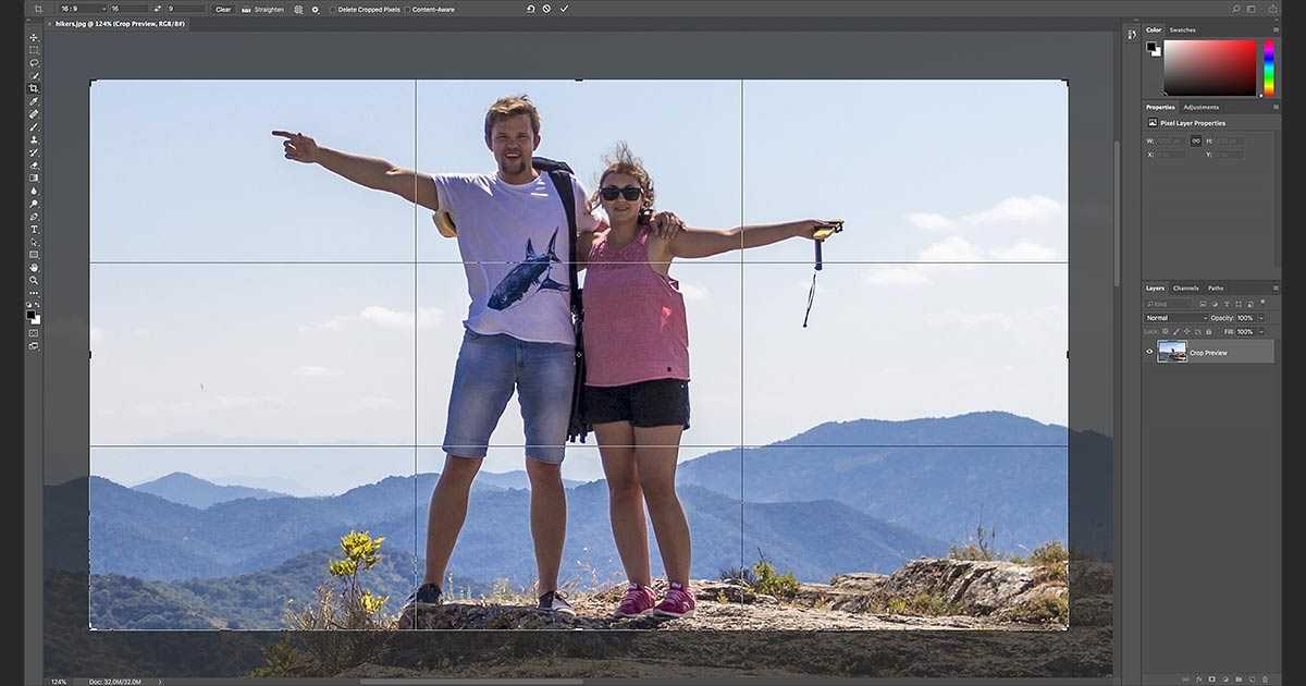 Как увеличить размер фото с помощью инструмента кадрирования в photoshop